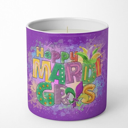 Carolines Treasures 3.75 x 3.25 in. Unisex Happy Mardi Gras 10 oz Decorative Soy Candle WDK4647CDL